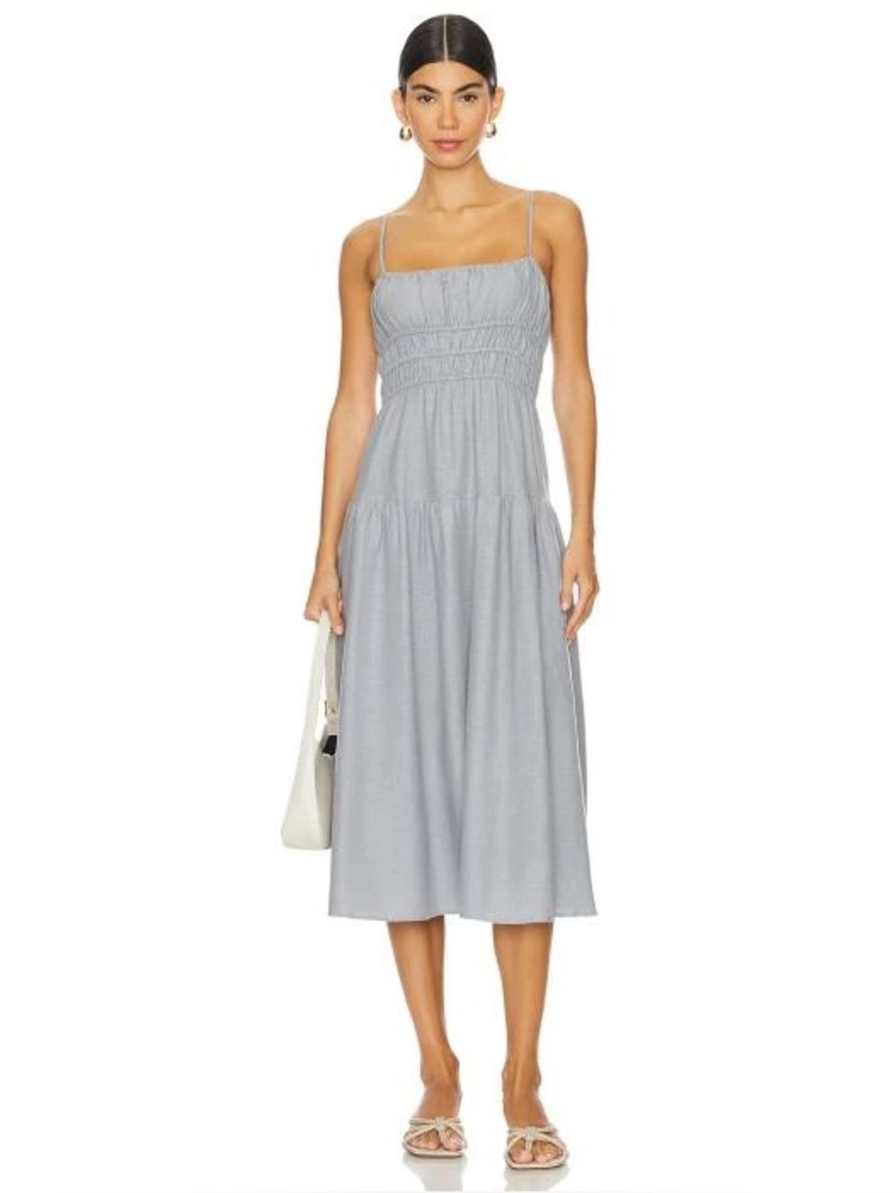 WeWoreWhat Scrunchie Linen-Blend Midi Dress Size XS
